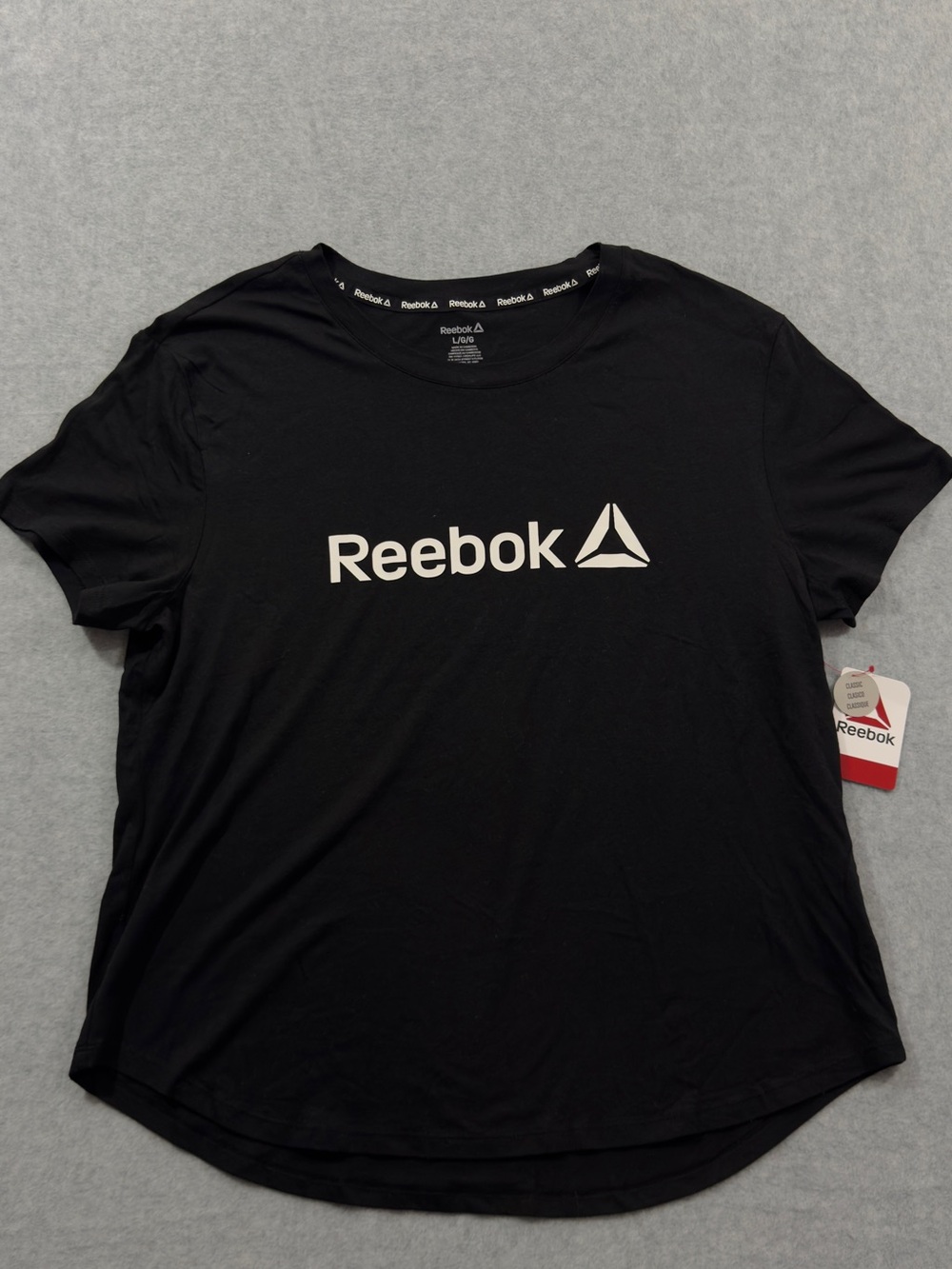 Reebok Black Logo Short Sleeve Tee Size Large